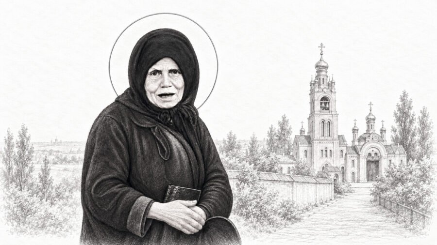 Матушка Алипия на фоне Голосеевского монастыря — новый акафист